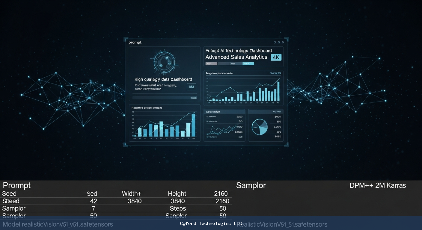 futuristic AI technology data dashboard showing advanced sales analytics